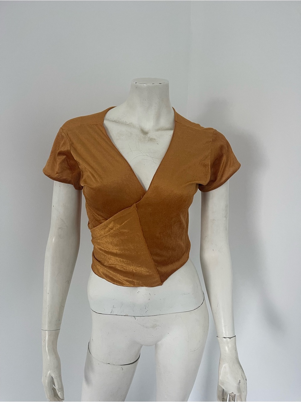 Essentials Copper-Brown Wrap Crop Top